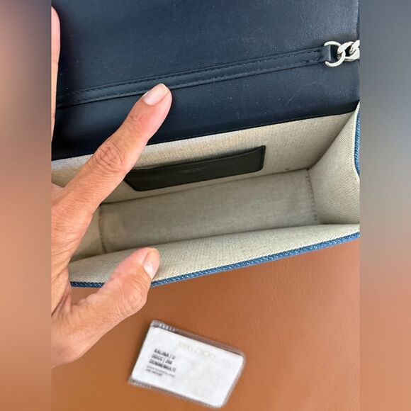 Jimmy Choo Kalina Blue Suede Chain Wallet - Picture 9 of 12